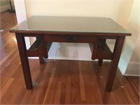 Antique Mission Style Desk w/ Glass Top Protector