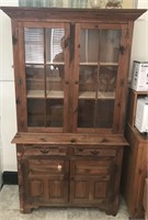 Vintage Wood China Cabinet 2 PC