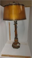 tall brass desk lamp with metal shade