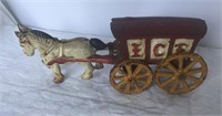 Vintage Cast Iron Ice Wagon with Horse