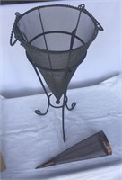Pair of Metal Cone Strainers and Stand