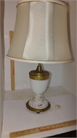 white and gold lamp w/shade