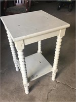 White Spindle Leg Side Table