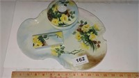 3 yellow floral dishes