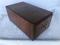 Wood Index Card File Box