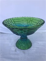 Vintage Green & Blue Glass Candy Dish