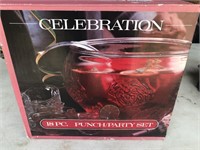 Indiana Glass Celebration Punch Bowl Set