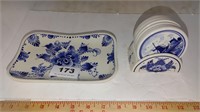 Delfts handpainted coasters and dish
