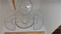 clear glass serving divided trays