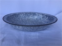 Blue & White Enamelware Oval Dish