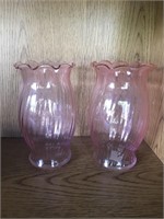Pair of Pink Iridescent Glass Vases