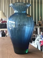 Blue & Green Murano Style Glass Vase Italy