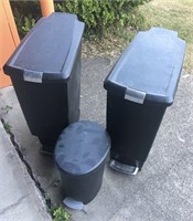 Lot of Three Flip Top Trash Cans