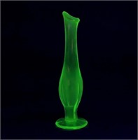 7 inch Vaseline glass Bud vase