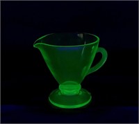 4 inch Vaseline glass pitcher