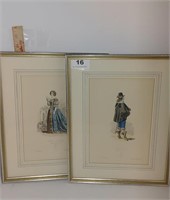 2 framed Pauquet Hippolyte French Etching
