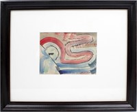 ROLPH SCARLETT ABSTRACT SIGNED GOUACHE PAINTING