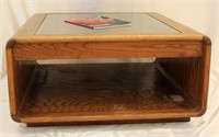 LOU HODGES 1978 GLASS TOP COFFEE TABLE WITH DRAWER