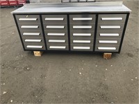 7' Stainless Steel Work Bench, 20 Drawers