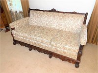 Victorian carved upholstered sof- VG condition