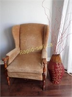 Vintage Wingback Chair & Vase