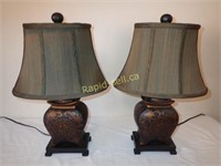 Pair of Copper Toned / Black Lamps