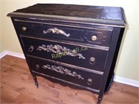 Black & Gold Chest of Drawers on Casters