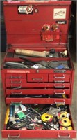 MATCO RED TOOLBOX, ASSORTED TOOLS IN DRAWERS,