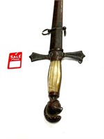 Antique Templar sword, late 19th century. Copper a