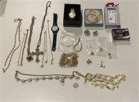 Mixed Lot of Jewelry Costume Shells Necklace Watch