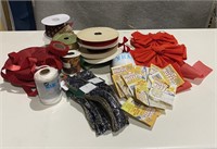 Lot of Ribbon Bows Holiday Velvet Music Button