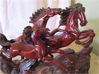 ORIENTAL CARVED HORSE SCULPTURE