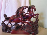 ORIENTAL CARVED HORSE SCULPTURE