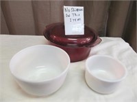 Glass Stock Pot w/ Lid & 2pc Glass Mixing Bowls