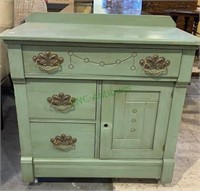 Light green antique wash stand cabinet with nice
