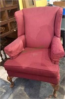 Magenta pink upholstered wing back chair - seat