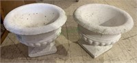 2 vintage concrete urn planters - 12x14 inches