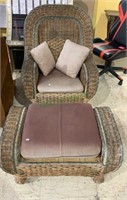 Wicker rocking chair with a large matching