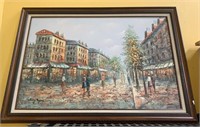 Large original oil on canvas - European street