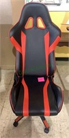 Red and black race car-like gaming chair w/swivel