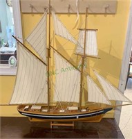 Large size ship model with two masts, canvas