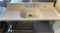 Antique white enamel country kitchen sink with