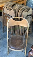 16 vintage folding chairs - wood and metal