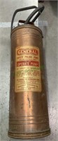 Copper pump tank fire extinguisher by the