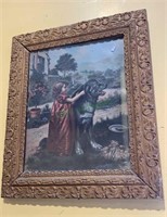 Antique framed print of a little girl with a St.
