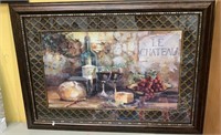 Large framed wine and cheese print "La