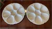 2 Vintage Hall pottery oyster plates - hotel