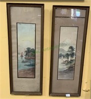 Pair of Japanese original watercolors - both with