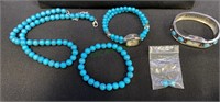 Turquoise lot includes necklace, bracelet, two