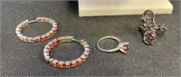 Sterling silver and black spinal and garnet lot